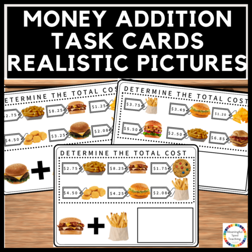 Special Education Life Skills Money Addition Task Cards's featured image