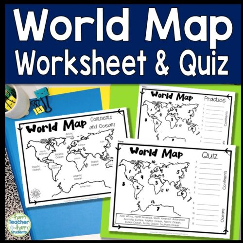 World Map: World Map Quiz (Test) and Map Worksheet | 7 Continents and 5 Oceans's featured image