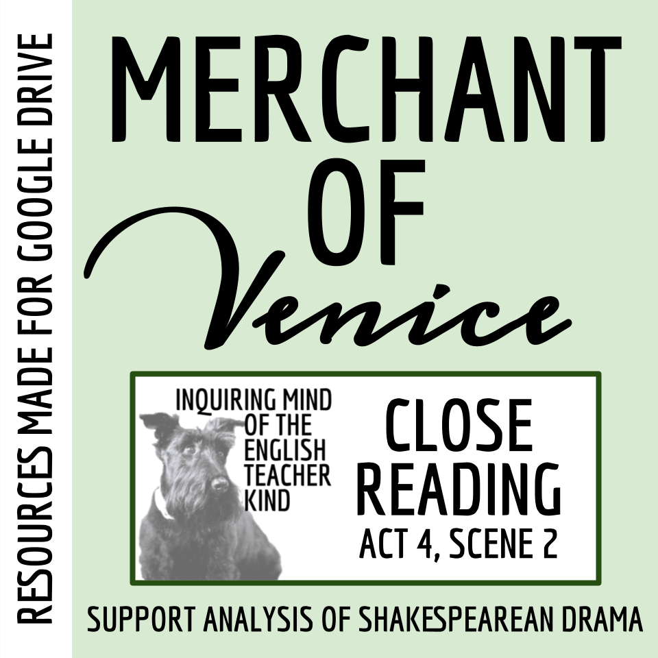 The Merchant of Venice Act 4 Scene 2 Close Reading Worksheet for Google  Drive - Classful