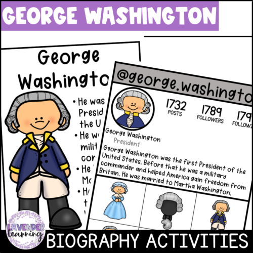George Washington Biography Activities for Kindergarten, 1st Grade, & 2nd Grade's featured image