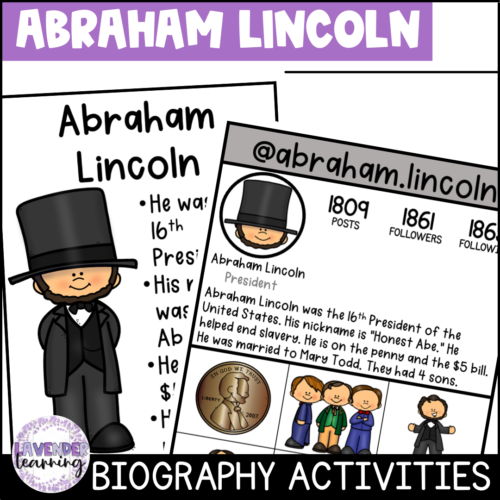 Abraham Lincoln Biography Activities for Kindergarten, 1st Grade, & 2nd Grade's featured image
