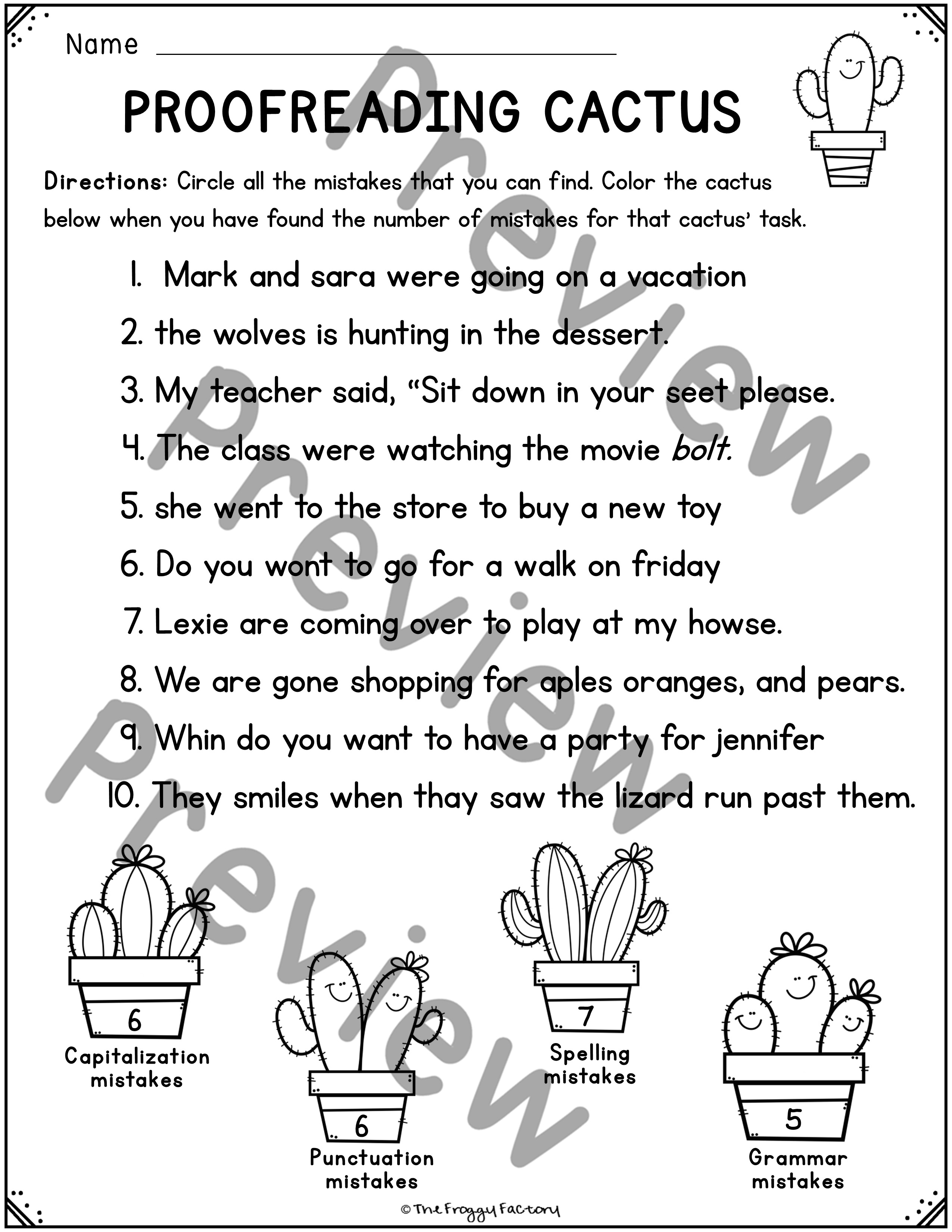 Proofreading Worksheets Editing Practice - Classful