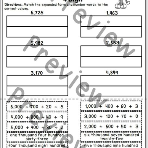 Place Value Worksheets 4 Digit Place Value Classful Place Value Worksheets 4 Digit Place Value Classful