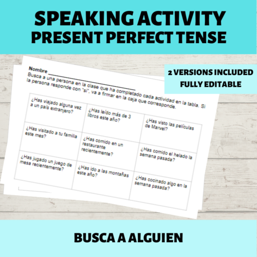 Busca a alguien - Spanish PRESENT PERFECT TENSE Interpersonal Speaking Activity's featured image