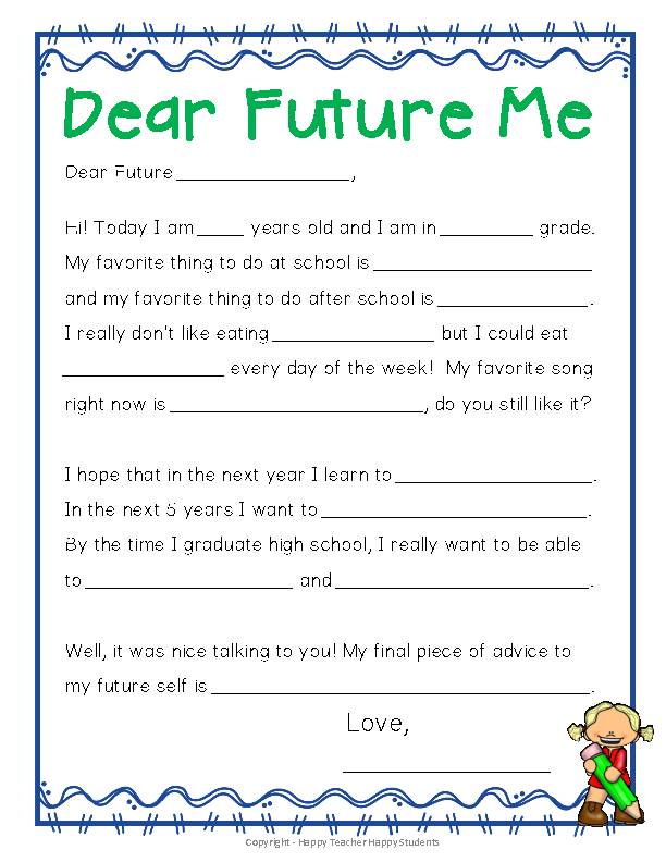 Letter to Future Self Graphic Organizer