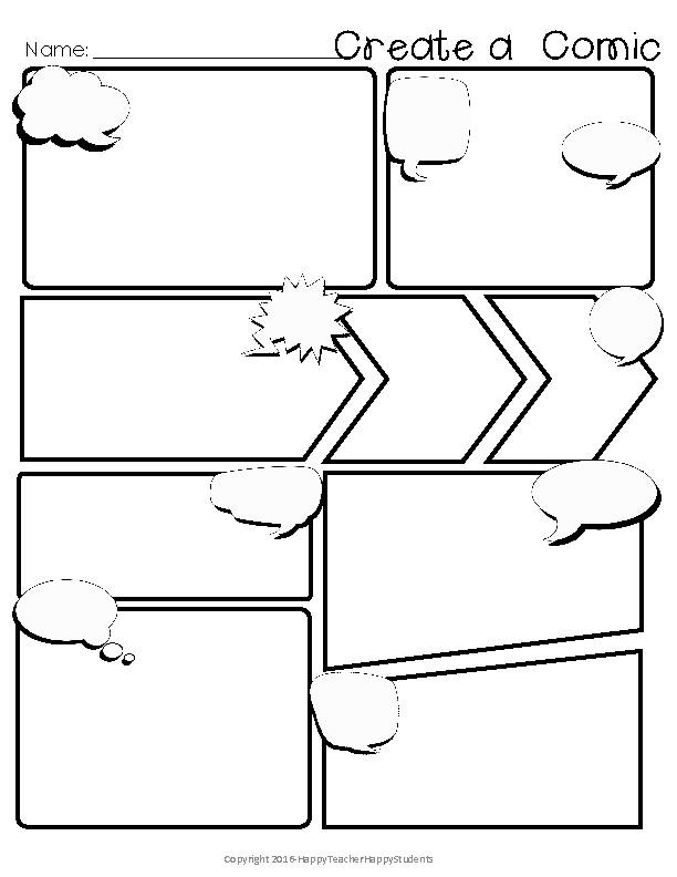 Comic Strip Template - Blank Comic Book Paper for Classroom