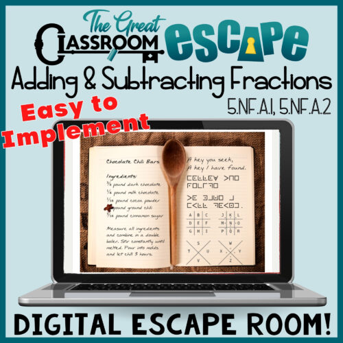 Adding and Subtracting Fractions with Unlike Denominators 5th Grade Math Activity Digital Escape Room's featured image