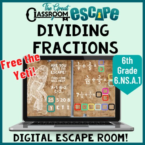 Dividing Fractions and Mixed Numbers 6th Grade Math Activity - Challenging & Engaging Digital Escape Room's featured image