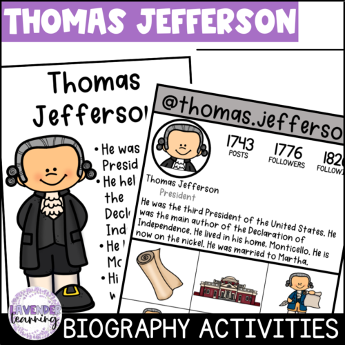 Thomas Jefferson Biography, Flip Book, & Report Activities - Presidents' Day's featured image