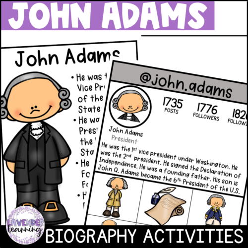 John Adams Biography Activities, Worksheets, Report - Presidents' Day Unit's featured image