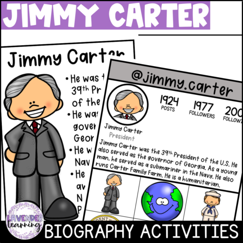Jimmy Carter Biography Activities, Worksheets, & Report - Presidents' Day Unit's featured image