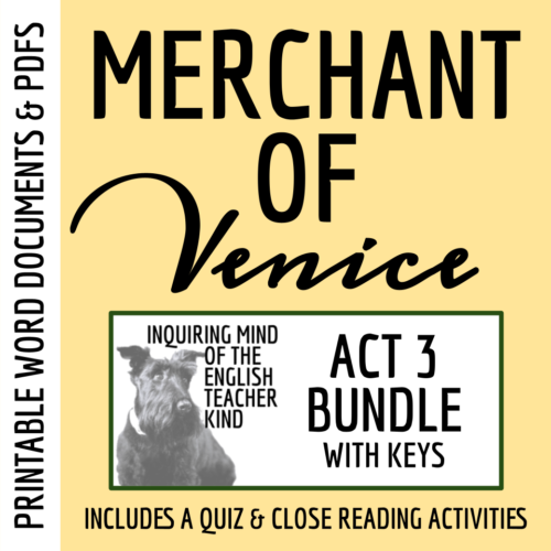 The Merchant of Venice Act 3 Quiz and Close Reading Bundle (Printable)'s featured image