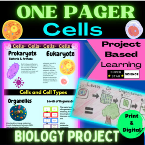 Cells One Pager Project Middle School Life Science Activity NGSS's featured image