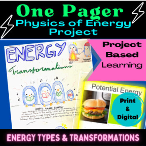Energy Types and Transformations Activity STEM Physics One Pager
