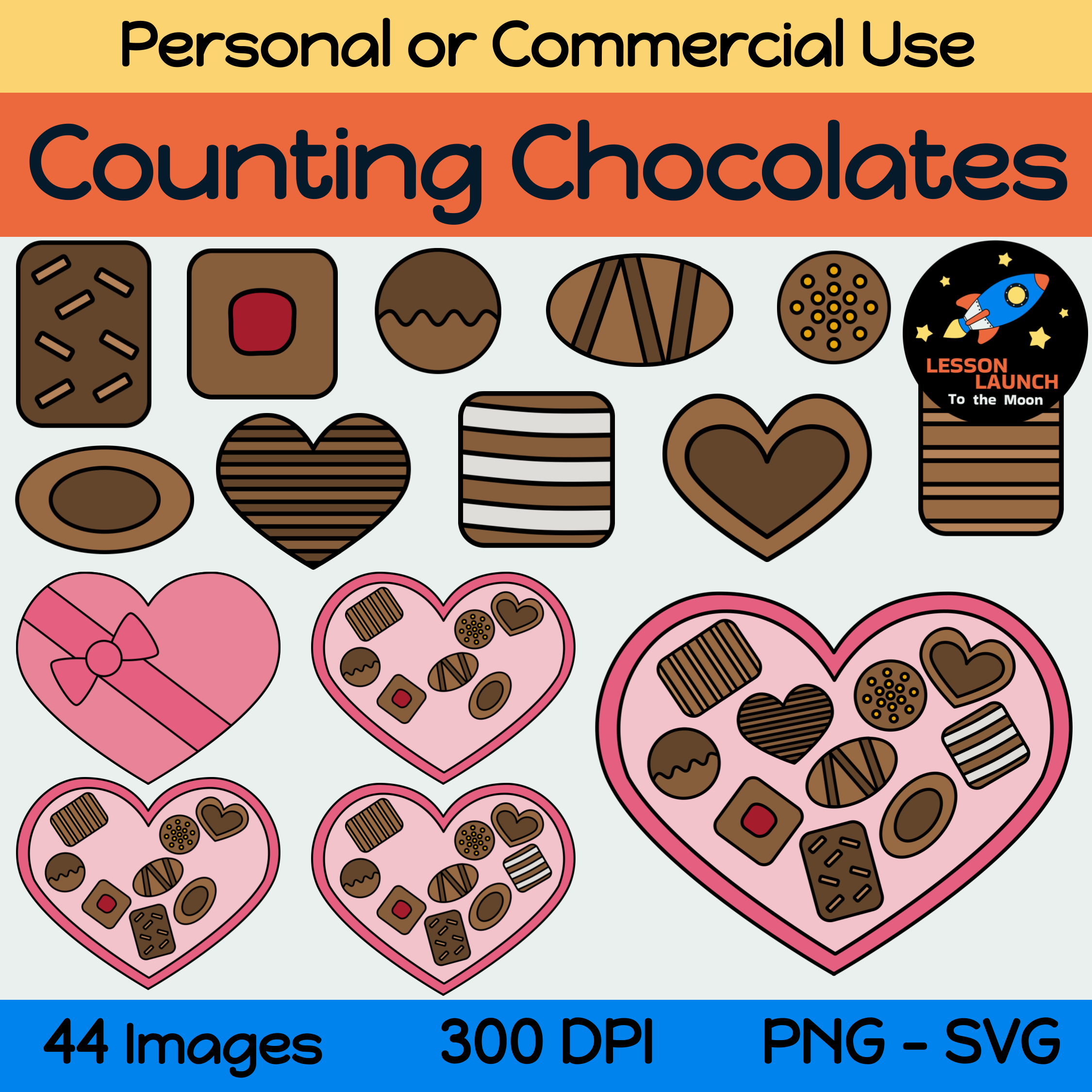 Valentine's Day Chocolates (Counting Candy) - Clipart