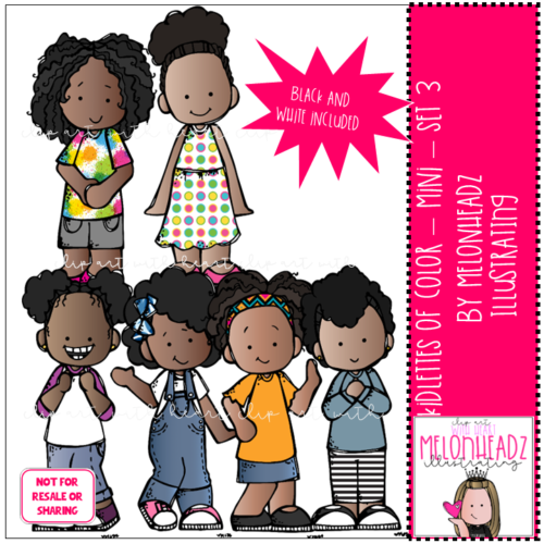 Kidlettes clipart - of color - Mini set 3 - by Melonheadz Illustrating's featured image