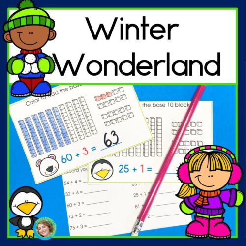 Winter Adding 2 Digit Numbers with Base 10 Blocks Task Cards Math's featured image