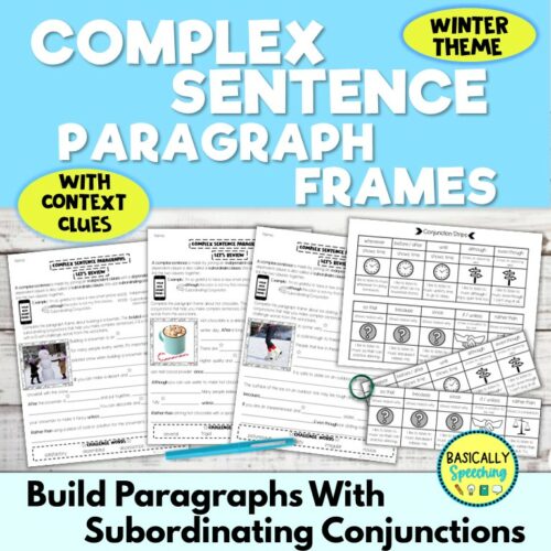 Writing Complex Sentences With Subordinating Conjunctions Paragraph Frames WINTER Theme's featured image
