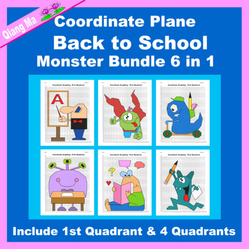 Back to School Coordinate Plane Graphing Picture: Monster 6 in 1 Bundle's featured image