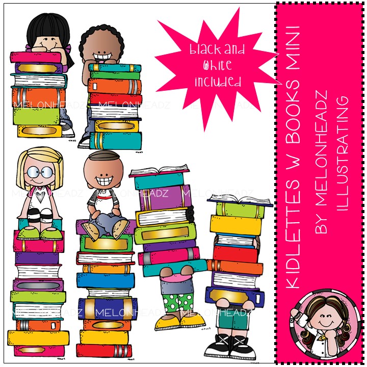 Kidlettes clipart - with books - Mini set 1 - by Melonheadz Illustrating