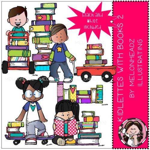 Kidlettes clip art - with books - Mini set 2 - by Melonheadz Illustrating's featured image