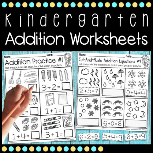 Kindergarten Addition Worksheets for Numbers 0-10's featured image