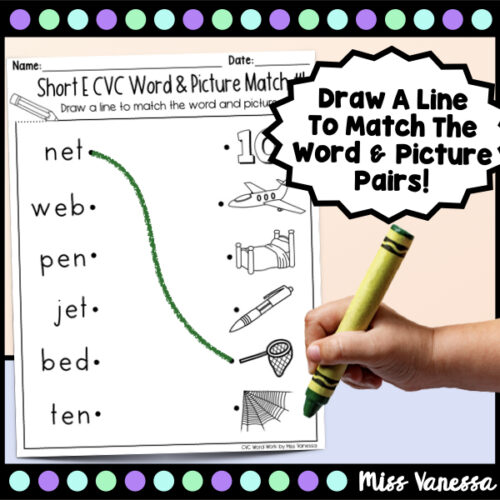 Short Vowel CVC Word and Picture Matching Worksheets's featured image