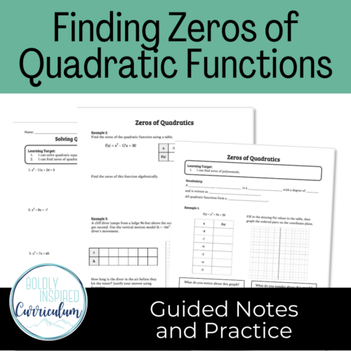 Solving Quadratic Equations by Factoring Guided Notes and Worksheet's featured image