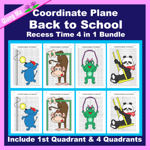 Back to School Coordinate Plane Graphing Picture: Recess Time 4 in 1 Bundle's featured image
