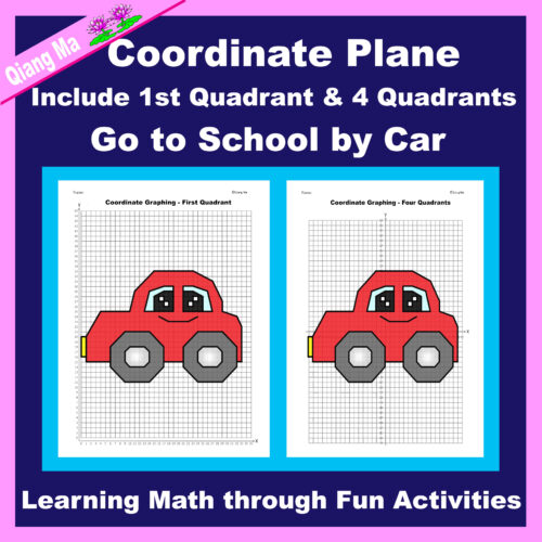 Back to School Coordinate Plane Graphing Picture: Go to School by Car's featured image