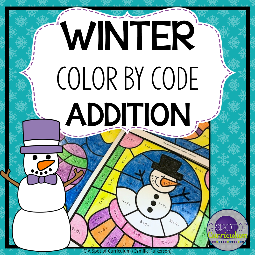 Winter Coloring Sheets - Addition Color by Number