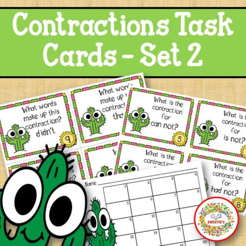 Contraction Task Cards - Catus Set 2's featured image