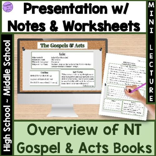 Gospels and Acts Bible Books Overview - Presentation w/worksheets's featured image