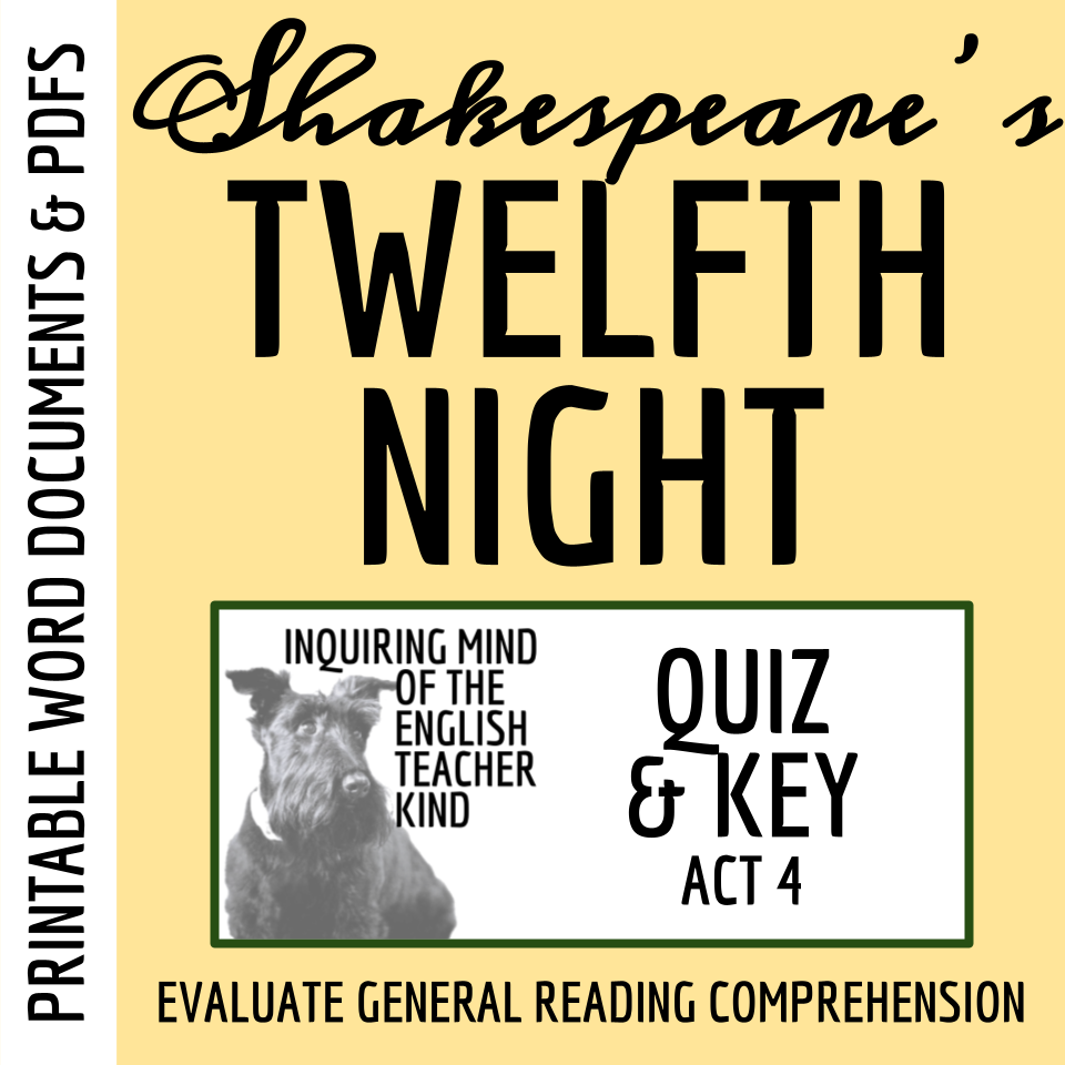 Twelfth Night Act 4 Quiz and Answer Key (Printable) - Classful