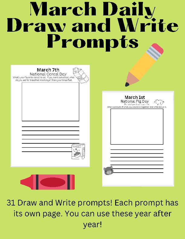 March Daily Journal | Draw and Write Daily Prompts