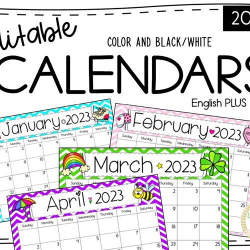 Editable Calendars 2023 English Spanish's featured image