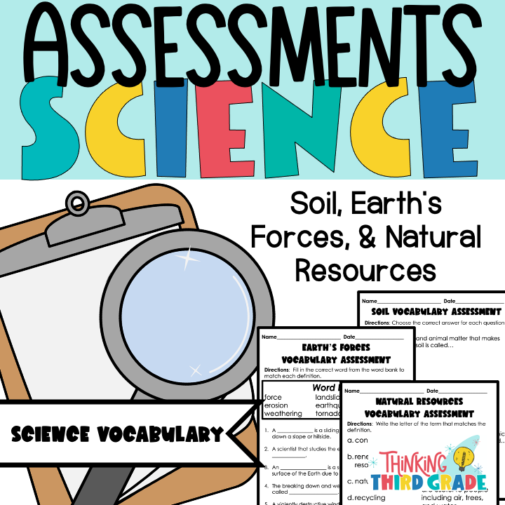 Science Vocabulary Assessments | Soil, Earth's Forces, Natural Resources | Quiz