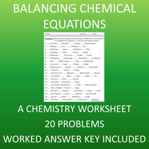 Balancing Chemical Equations: A Chemistry Worksheet's featured image
