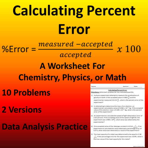 Calculating Percent Error: A Chemistry, Physics, or Math Worksheet's featured image