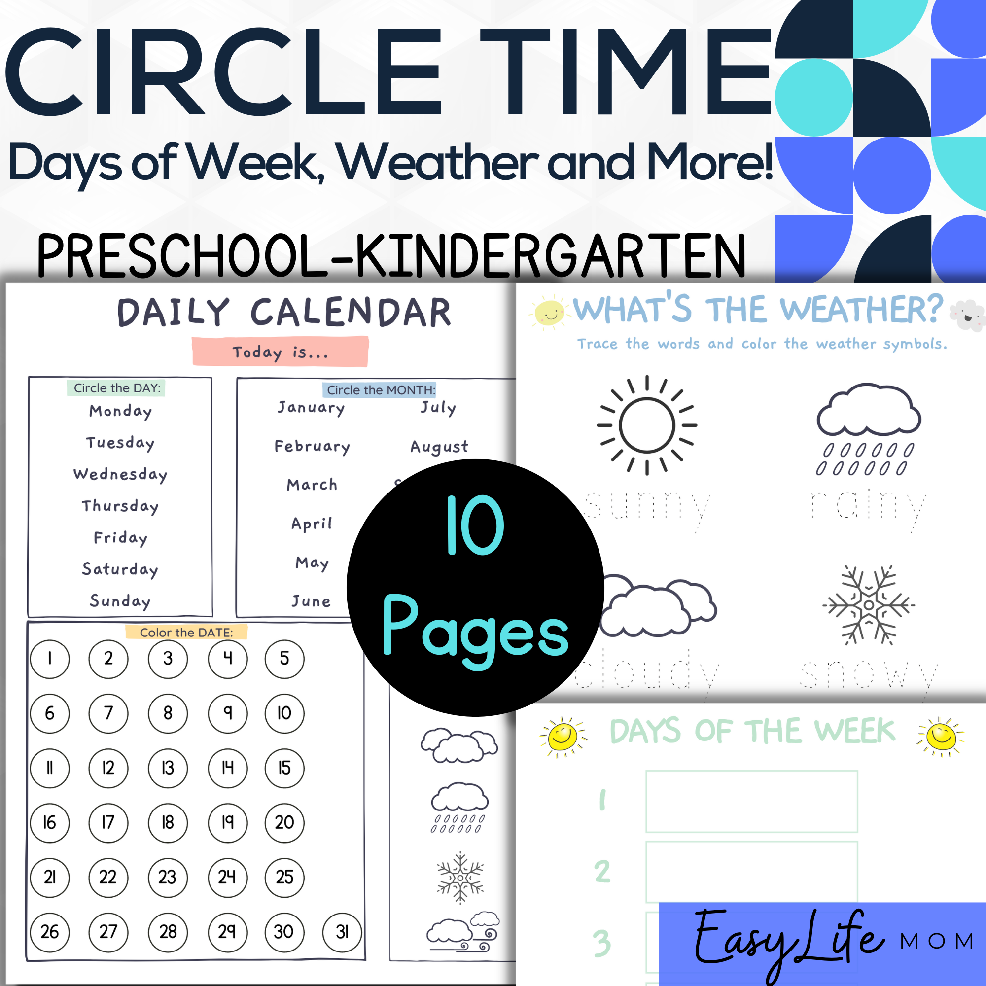 Preschool Circle Time Activities, Preschool, PreK Worksheets, Homeschool Printable, Learning Activities