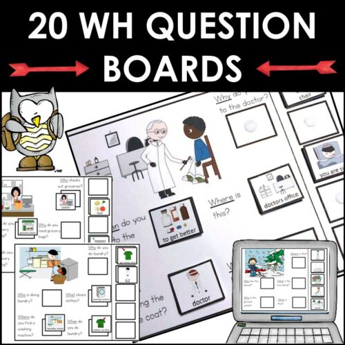 Interactive adapted WH Question activities for File Folders and digital set A who what why when where how's featured image