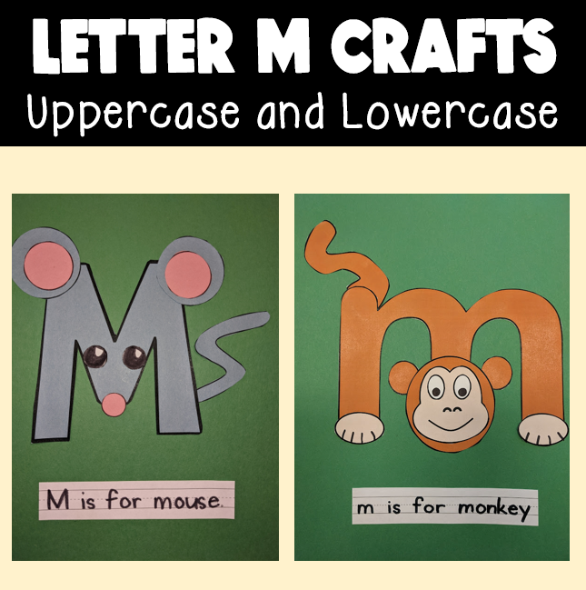 Uppercase & Lowercase Letter M Sound Crafts: M is for Mouse | m is for monkey