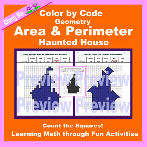 Halloween Color by Code: Area and Perimeter: Count Squares: Haunted House's featured image