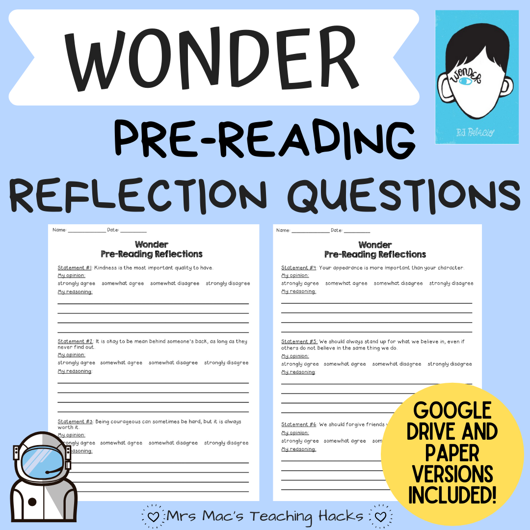 Wonder Pre-Reading Reflections