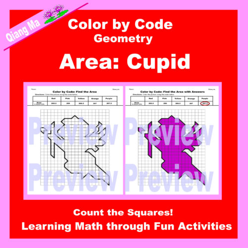 Valentine Color by Code: Area: Count Squares: Cupid's featured image