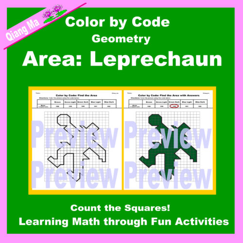 St. Patrick's Day Color by Code: Area: Count Squares: Leprechaun's featured image