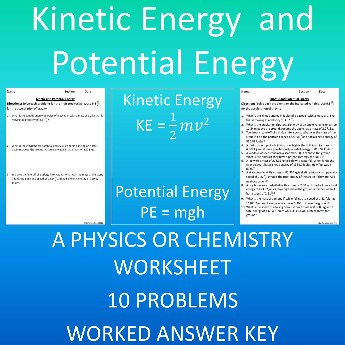 Calculating Kinetic Energy Potential Energy And Total Energy