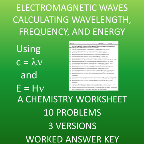 Wavelength, Frequency, and Energy of Waves: A Chemistry or Physics Worksheet's featured image
