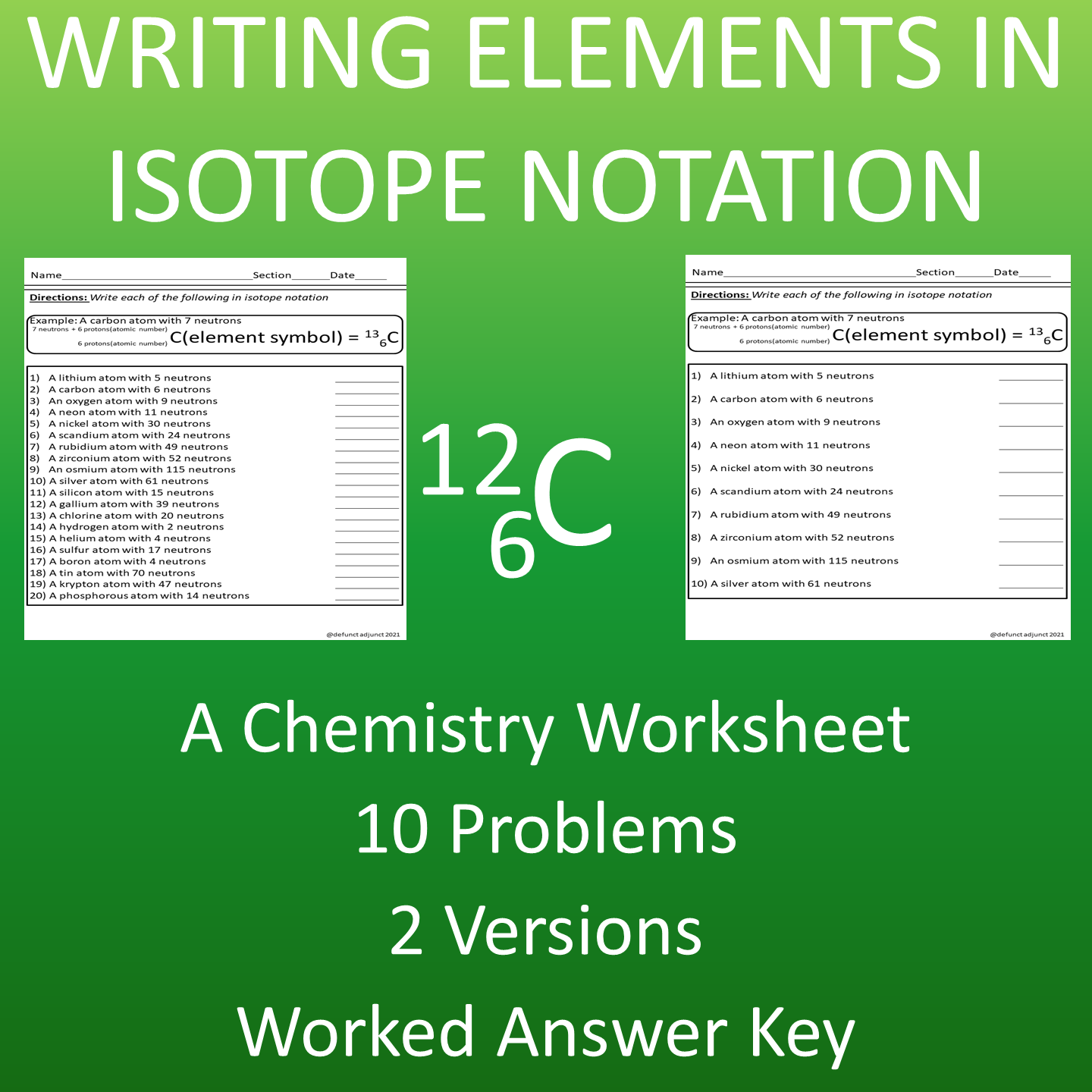 Isotope Notation Worksheet