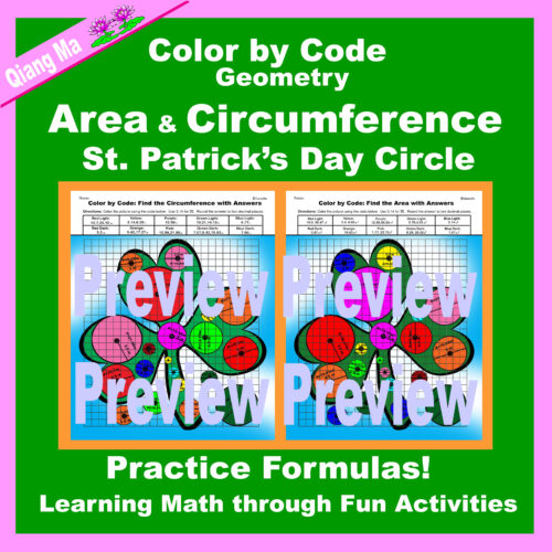 St. Patrick's Day Color by Code: Area and Circumference:Practice Formulas:Circle's featured image